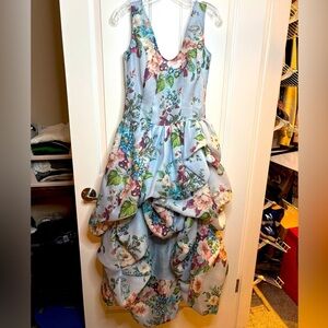 EUC ZIMMERMANN Matchmaker Dress in light blue floral size 1 linen and silk